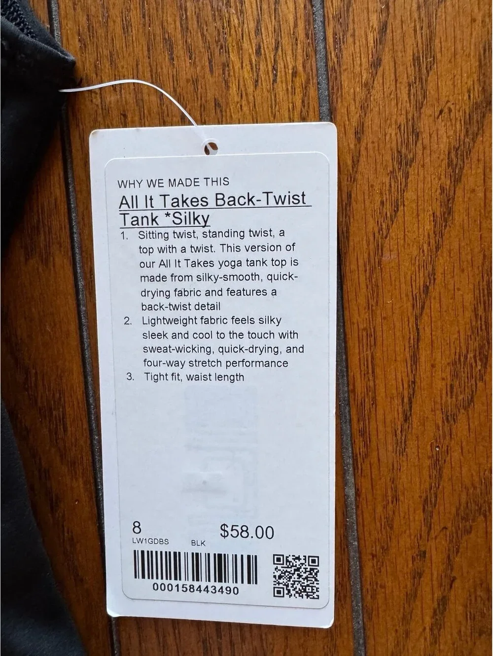 Lululemon All It Takes Back-Twist Tank Silky Black Size 8 NWT - Picture 3 of 5